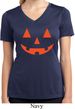 Ladies Shirt Orange Jack O Lantern Moisture Wicking V-neck Tee T-Shirt