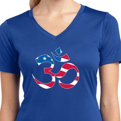 Ladies Shirt Patriotic Om Moisture Wicking V-neck Tee Ladies Shirt Patriotic Om Moisture Wicking V-neck Tee