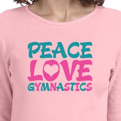 Ladies Shirt Peace Love Gymnastics Long Sleeve Tee T-Shirt
