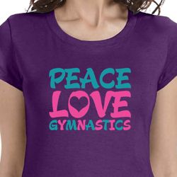 Ladies Shirt Peace Love Gymnastics Longer Length Tee T-Shirt