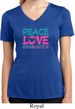 Ladies Shirt Peace Love Gymnastics Moisture Wicking V-neck Tee