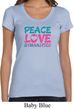 Ladies Shirt Peace Love Gymnastics Scoop Neck Tee T-Shirt