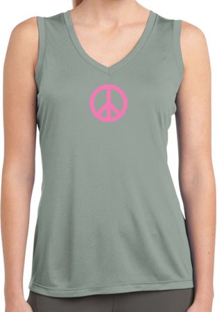 Ladies Shirt Pink Peace Sleeveless Moisture Wicking Tee