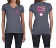 Ladies Shirt Pink Ribbon 2nd Base Front & Back Print V-neck Tee