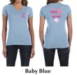 Ladies Shirt Pink Ribbon 2nd Base Front & Back Print V-neck Tee