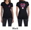 Ladies Shirt Pink Ribbon 2nd Base Front & Back Print V-neck Tee