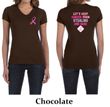 Ladies Shirt Pink Ribbon 2nd Base Front & Back Print V-neck Tee