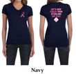 Ladies Shirt Pink Ribbon 2nd Base Front & Back Print V-neck Tee