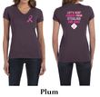 Ladies Shirt Pink Ribbon 2nd Base Front & Back Print V-neck Tee