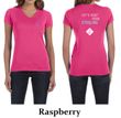 Ladies Shirt Pink Ribbon 2nd Base Front & Back Print V-neck Tee