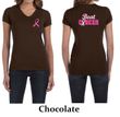 Ladies Shirt Pink Ribbon Beat Cancer Front & Back Print V-neck Tee