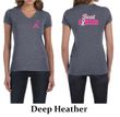 Ladies Shirt Pink Ribbon Beat Cancer Front & Back Print V-neck Tee