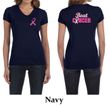 Ladies Shirt Pink Ribbon Beat Cancer Front & Back Print V-neck Tee