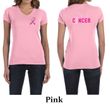 Ladies Shirt Pink Ribbon Beat Cancer Front & Back Print V-neck Tee