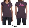 Ladies Shirt Pink Ribbon Beat Cancer Front & Back Print V-neck Tee
