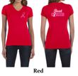 Ladies Shirt Pink Ribbon Beat Cancer Front & Back Print V-neck Tee