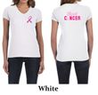 Ladies Shirt Pink Ribbon Beat Cancer Front & Back Print V-neck Tee