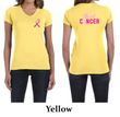 Ladies Shirt Pink Ribbon Beat Cancer Front & Back Print V-neck Tee