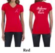 Ladies Shirt Pink Ribbon Believe Front & Back Print V-neck Tee T-Shirt