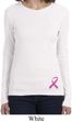 Ladies Shirt Pink Ribbon Bottom Print Long Sleeve Tee T-Shirt