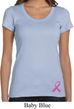 Ladies Shirt Pink Ribbon Bottom Print Scoop Neck Tee T-Shirt