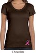 Ladies Shirt Pink Ribbon Bottom Print Scoop Neck Tee T-Shirt