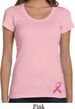 Ladies Shirt Pink Ribbon Bottom Print Scoop Neck Tee T-Shirt