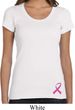 Ladies Shirt Pink Ribbon Bottom Print Scoop Neck Tee T-Shirt