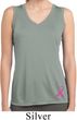 Ladies Shirt Pink Ribbon Bottom Print Sleeveless Moisture Wicking Tee