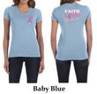 Ladies Shirt Pink Ribbon Faith Love Front & Back Print V-neck Tee
