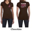 Ladies Shirt Pink Ribbon Faith Love Front & Back Print V-neck Tee