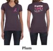 Ladies Shirt Pink Ribbon Faith Love Front & Back Print V-neck Tee