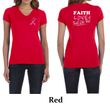Ladies Shirt Pink Ribbon Faith Love Front & Back Print V-neck Tee