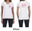 Ladies Shirt Pink Ribbon Faith Love Front & Back Print V-neck Tee
