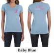 Ladies Shirt Pink Ribbon Fight Cancer Front & Back Print V-neck Tee