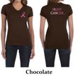 Ladies Shirt Pink Ribbon Fight Cancer Front & Back Print V-neck Tee