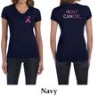Ladies Shirt Pink Ribbon Fight Cancer Front & Back Print V-neck Tee