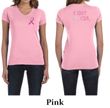 Ladies Shirt Pink Ribbon Fight Cancer Front & Back Print V-neck Tee