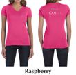 Ladies Shirt Pink Ribbon Fight Cancer Front & Back Print V-neck Tee
