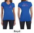 Ladies Shirt Pink Ribbon Fight Cancer Front & Back Print V-neck Tee