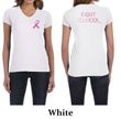 Ladies Shirt Pink Ribbon Fight Cancer Front & Back Print V-neck Tee