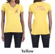 Ladies Shirt Pink Ribbon Fight Cancer Front & Back Print V-neck Tee