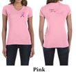 Ladies Shirt Pink Ribbon For My Daughter Front & Back Print V-neck Tee