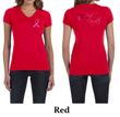 Ladies Shirt Pink Ribbon For My Daughter Front & Back Print V-neck Tee