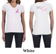 Ladies Shirt Pink Ribbon For My Daughter Front & Back Print V-neck Tee