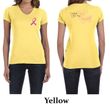Ladies Shirt Pink Ribbon For My Daughter Front & Back Print V-neck Tee