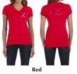 Ladies Shirt Pink Ribbon For My Friend Front & Back Print V-neck Tee