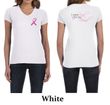 Ladies Shirt Pink Ribbon For My Friend Front & Back Print V-neck Tee