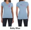 Ladies Shirt Pink Ribbon For My Grandma Front & Back Print V-neck Tee