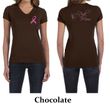 Ladies Shirt Pink Ribbon For My Mom Front & Back Print V-neck Tee